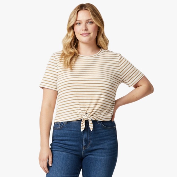 American Eagle Outfitters Tops - AE Ribbed Stripe Tie Front Top Sz XL